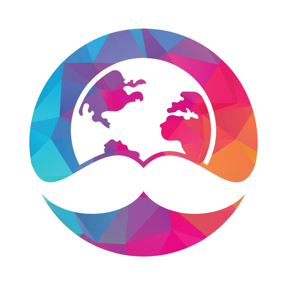 snor en wereldbol vector icoon logo ontwerp. wereld Mens dag vector logo ontwerp sjabloon