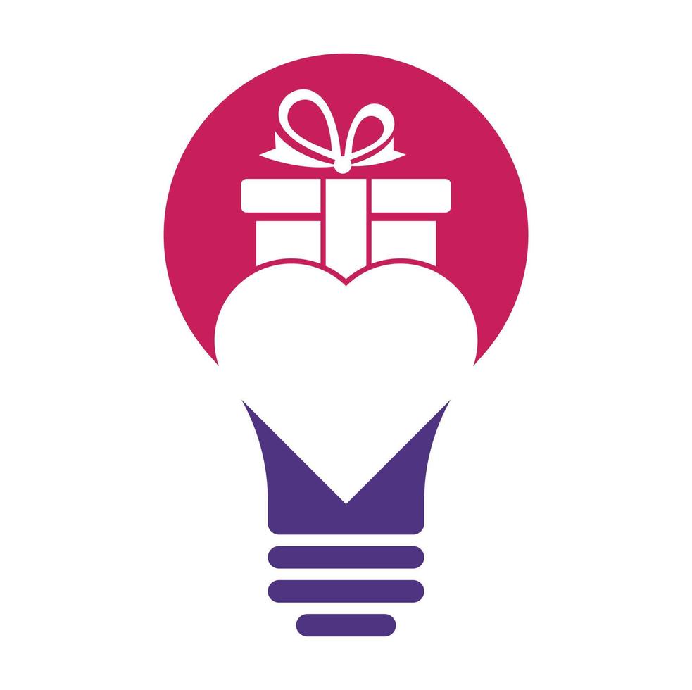 liefde geschenk lamp vorm concept logo vector symbool icoon ontwerp. hart geschenk logo vector icoon.