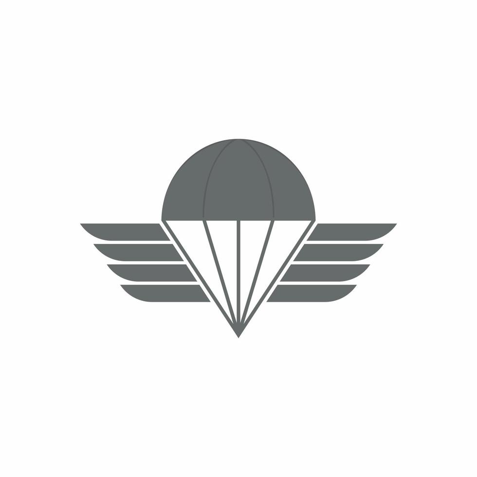 leger insigne illustratie van parachute met Vleugels of parachutist insigne gebruikt door parachute regiment in de Brits gewapend krachten Aan geïsoleerd achtergrond in zwart en wit retro stijl vector