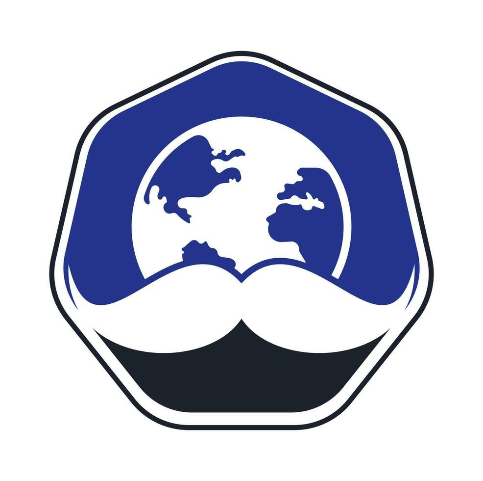 snor en wereldbol vector icoon logo ontwerp. wereld Mens dag vector logo ontwerp sjabloon