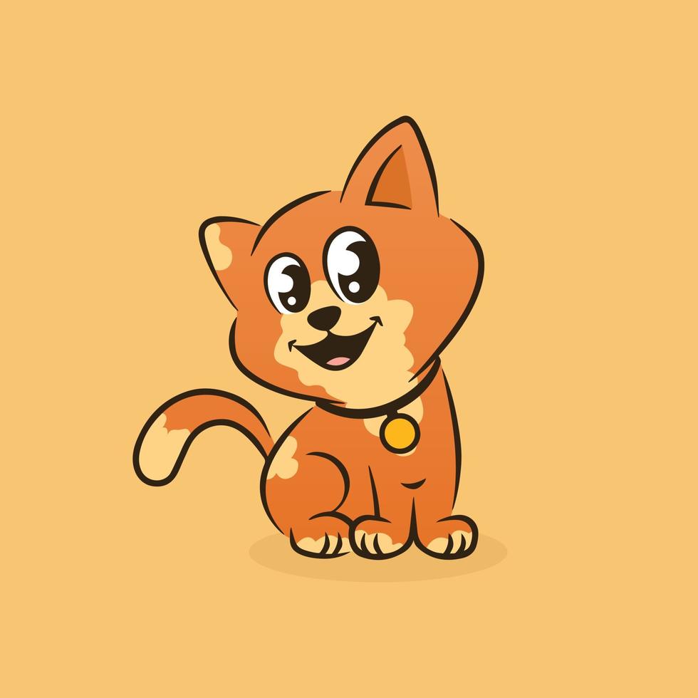 vrij kat tekening tekenfilms kawaii. schattig gelukkig katje vector