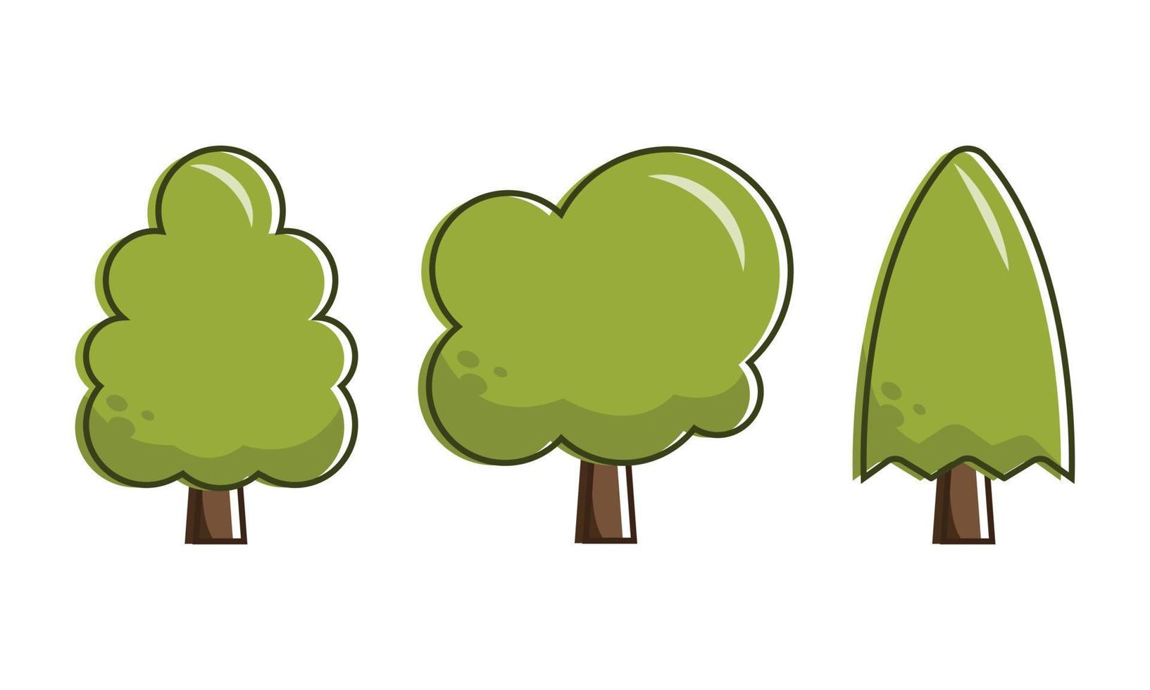 vrij schattig tekenfilm bomen illustratie set. vector verzameling van minimaal bomen