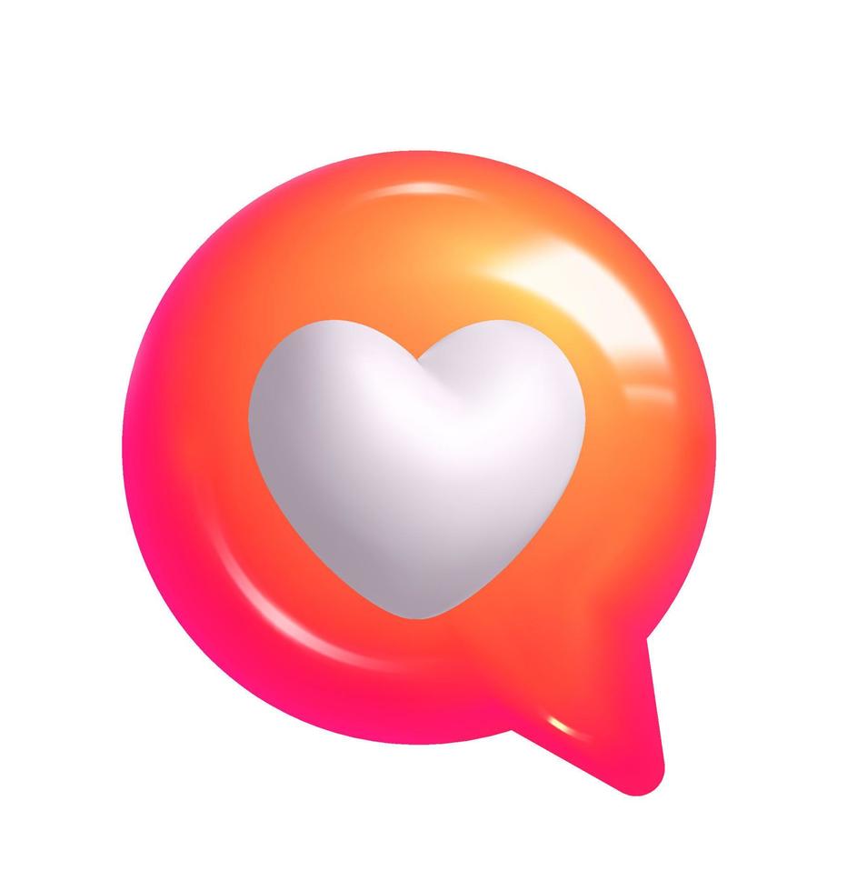 smartphone Valentijn vector app gebruiker koppel kennisgeving digitaal knop hart liefde toespraak bubbel. Leuk vinden rood internet snel tips mobiel dating toepassing sociaal media alarm realistisch 3d icoon