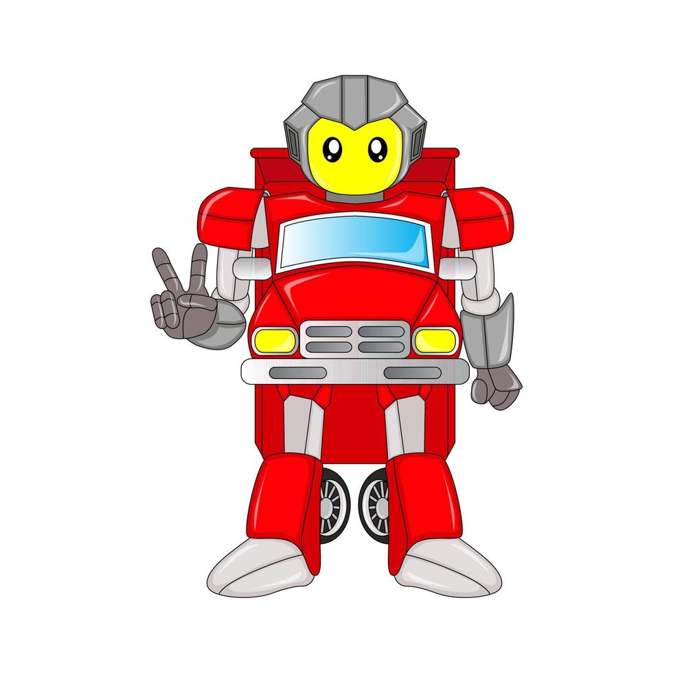 dump vrachtauto robot karakter, vector, bewerkbaar, Super goed voor strips, illustraties, kleur boeken, stickers, affiches, websites, afdrukken, t-shirts en meer vector