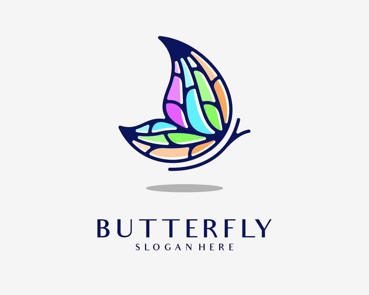 vlinder vlieg vleugel mooi prachtig elegant kleurrijk helder lineair minimalistische vector logo ontwerp