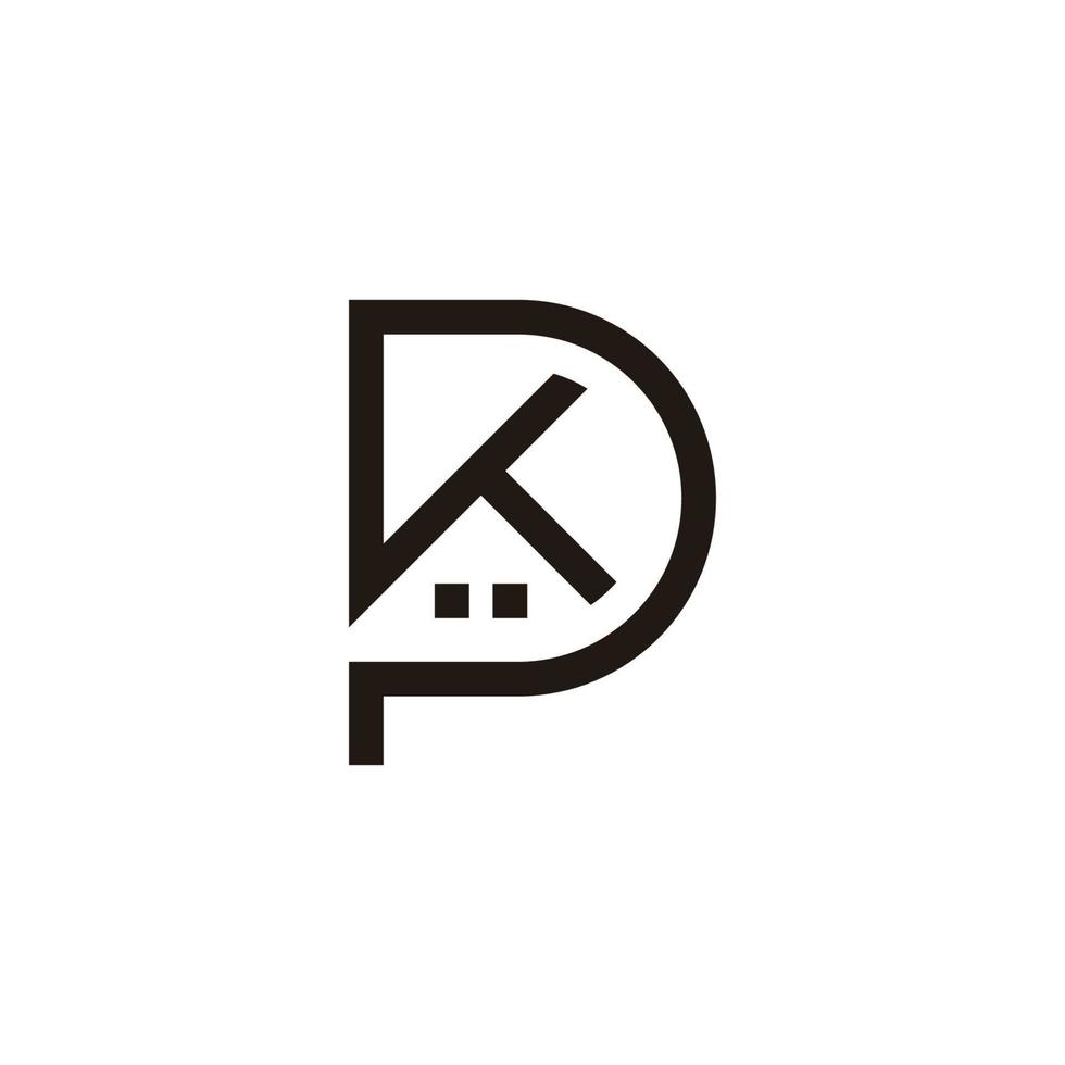 brief pk huis vorm gemakkelijk meetkundig lijn symbool logo vector