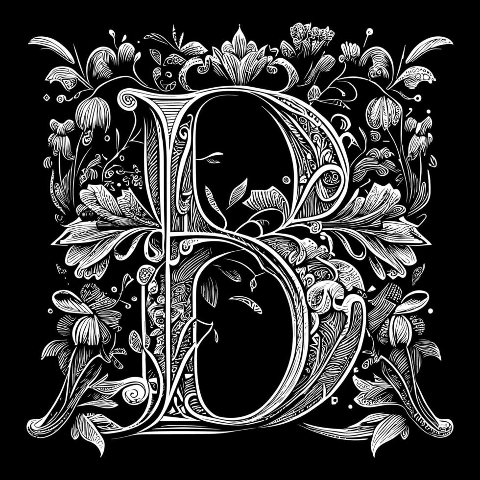 brief b bloemen ornament logo is een mooi en ingewikkeld ontwerp dat Kenmerken delicaat bloemen elementen naar creëren een uniek en elegant branding beeld vector