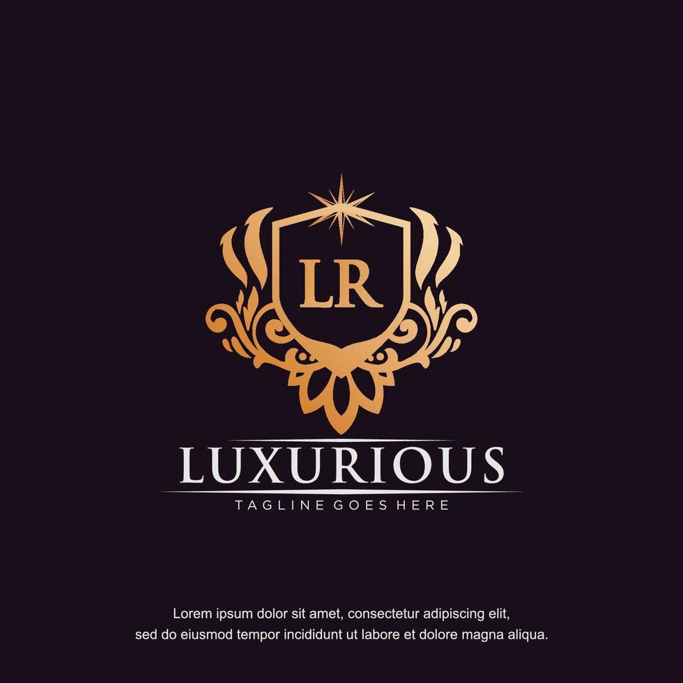 lr eerste brief luxe ornament goud monogram logo sjabloon vector kunst.