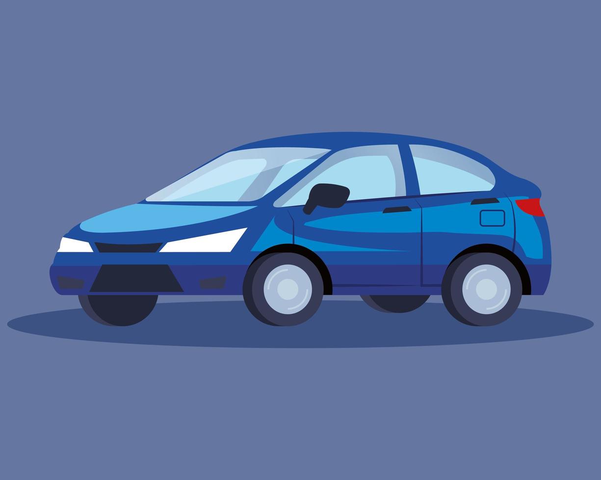 blauwe sedan auto voertuig vervoer pictogram vector