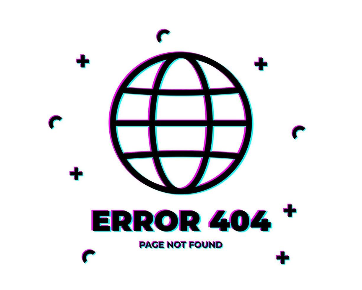 fout 404 glitch planeet vector