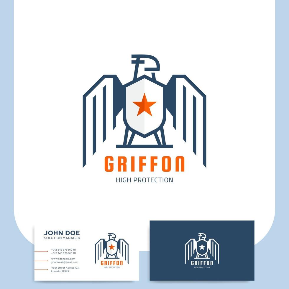 griffon beveiligingsbedrijf teken en visitekaartje vector