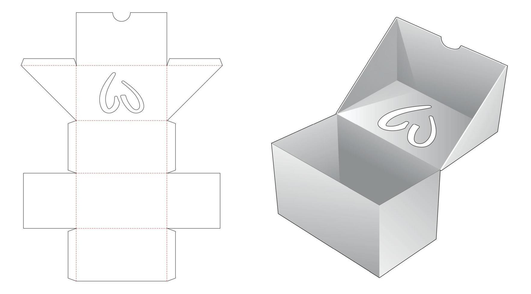 flip box met hartvormig venster bovenop flip gestanste sjabloon vector