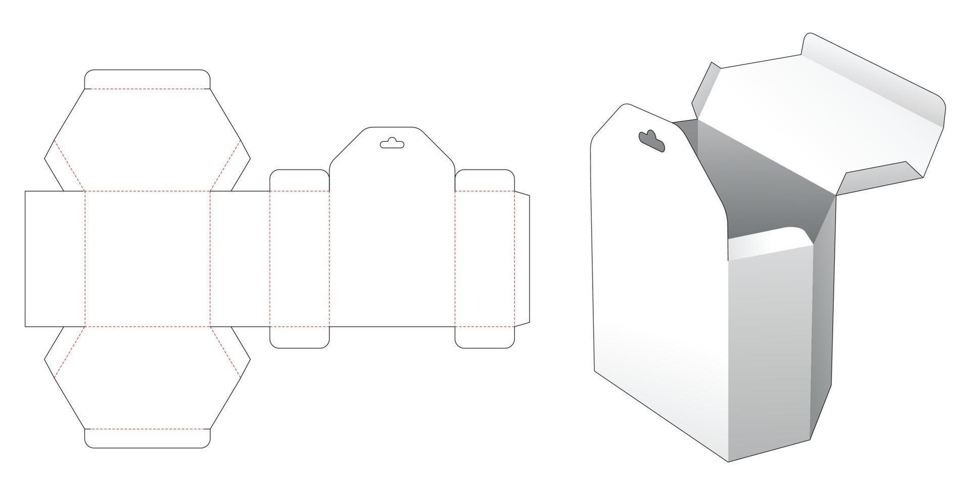 ophanggat zeshoekige doos gestanst sjabloon vector