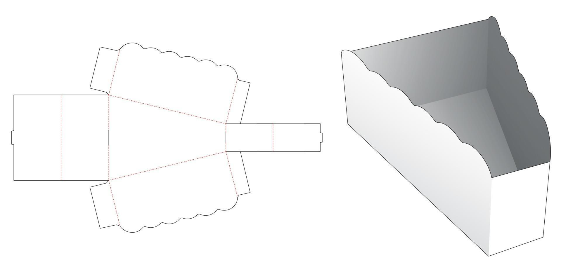 opvouwbare driehoekige kom met gestanste sjabloon met gebogen rand vector