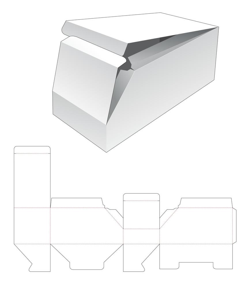 kartonnen 2 flip afgeschuinde doos gestanst sjabloon vector