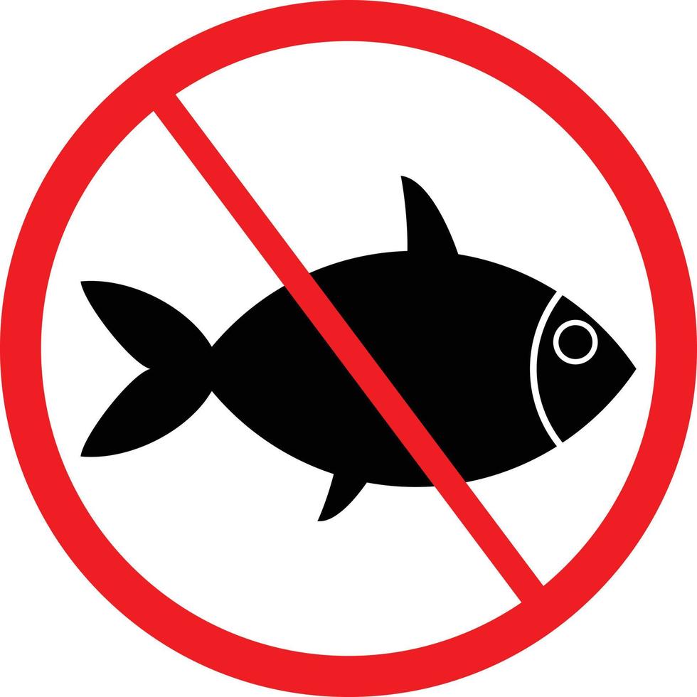 Nee visvangst icoon verbod, waarschuwing teken vector