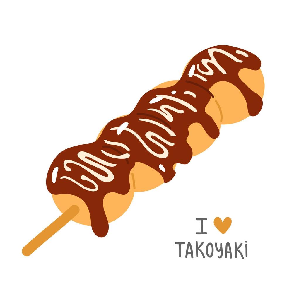 tekening Aziatisch voedsel takoyaki vleespen vector