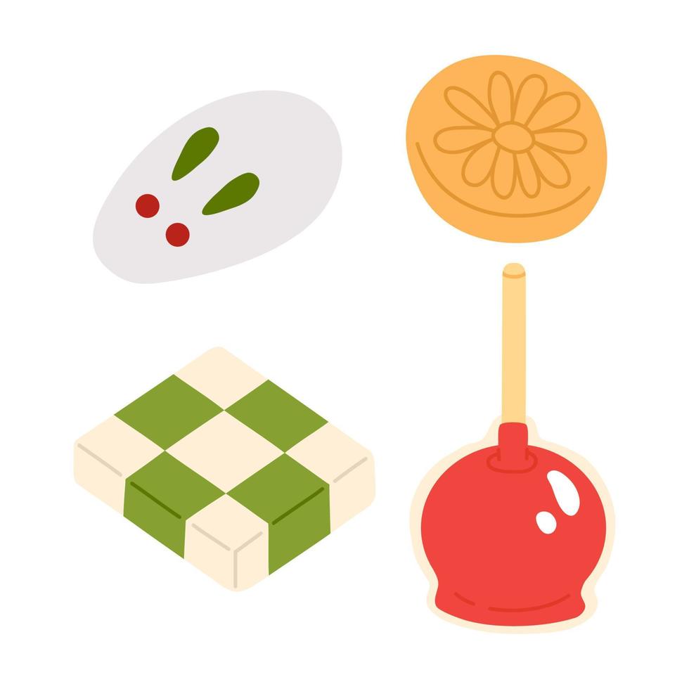 tekening Aziatisch voedsel wagashi vector