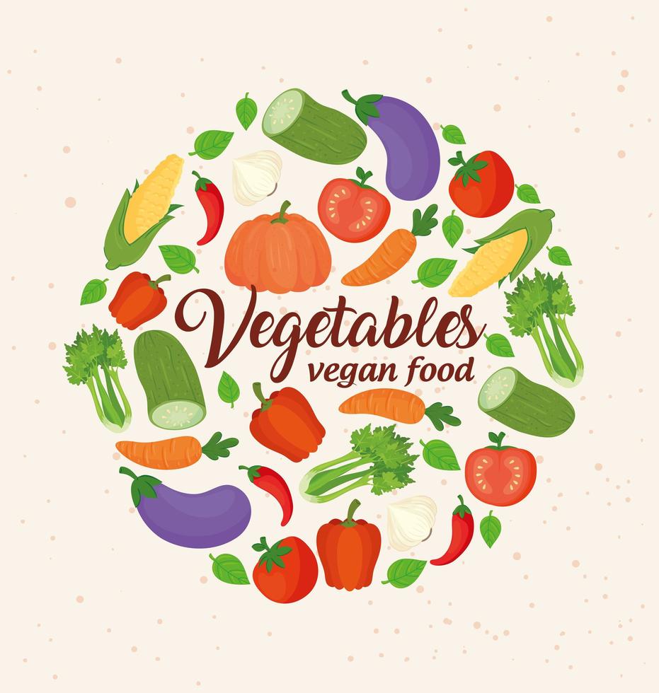 banner met verse en gezonde groenten voor veganistisch voedselconcept vector