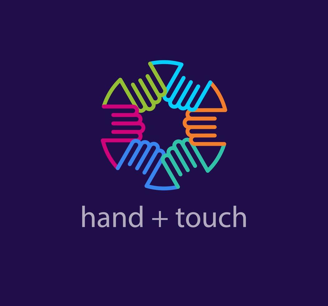 Holding handen en solidariteit idee uniek logo. uniek kleur overgangen. mensen logo sjabloon. vector. vector