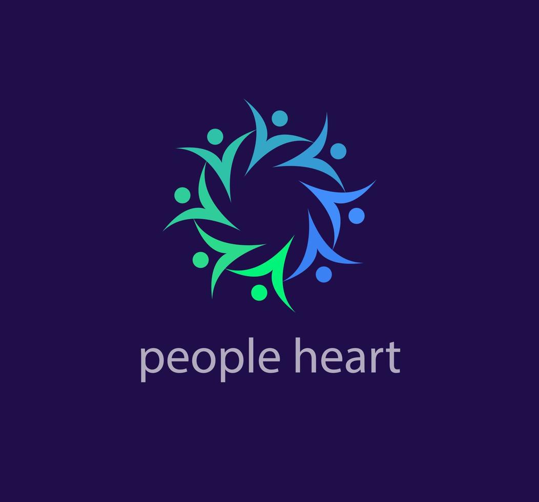samenspel van hart en solidariteit van mensen logo. uniek kleur overgangen. mensen logo sjabloon. vector. vector