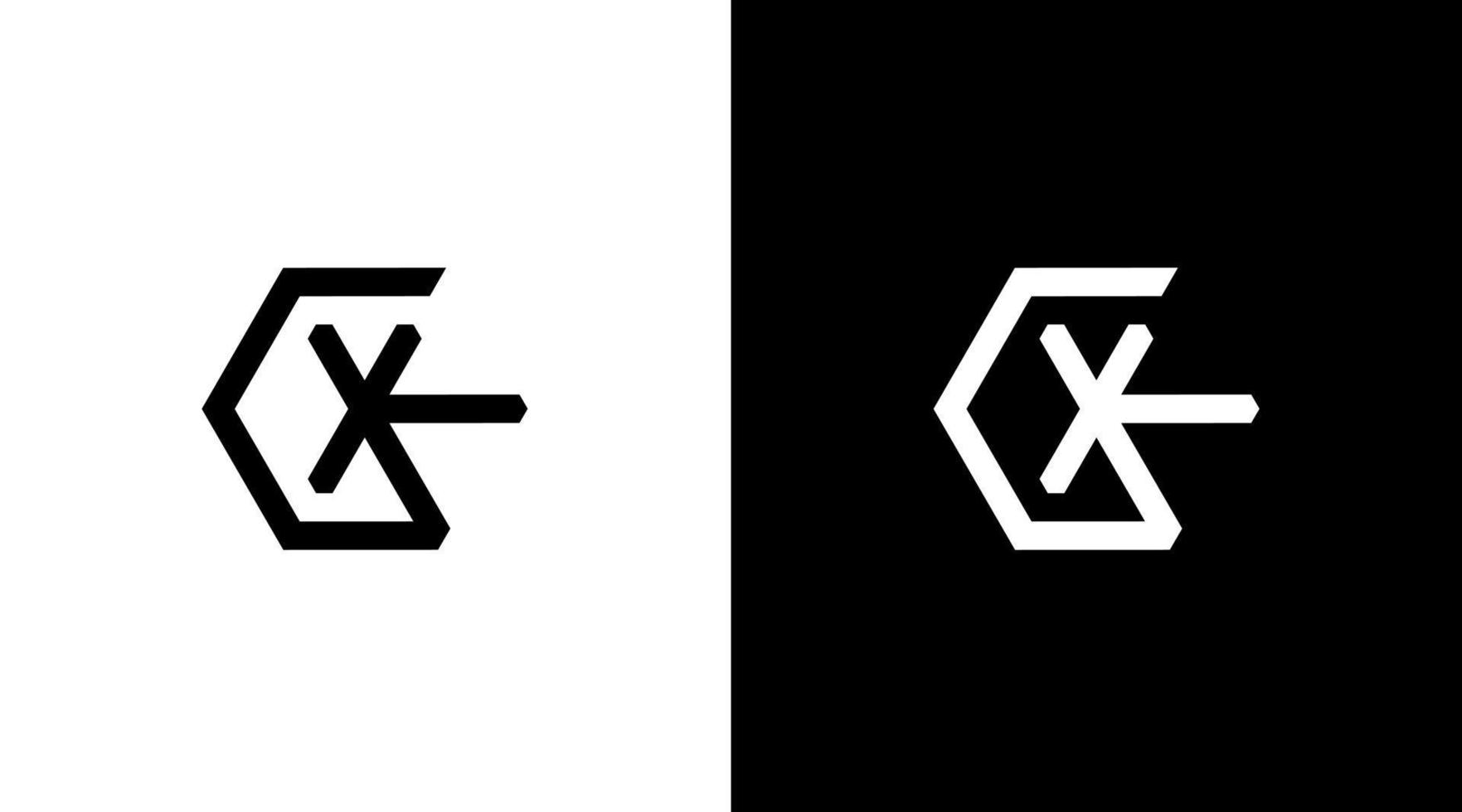 gx logo zeshoek vector monogram zwart en wit icoon illustratie stijl ontwerpen Sjablonen