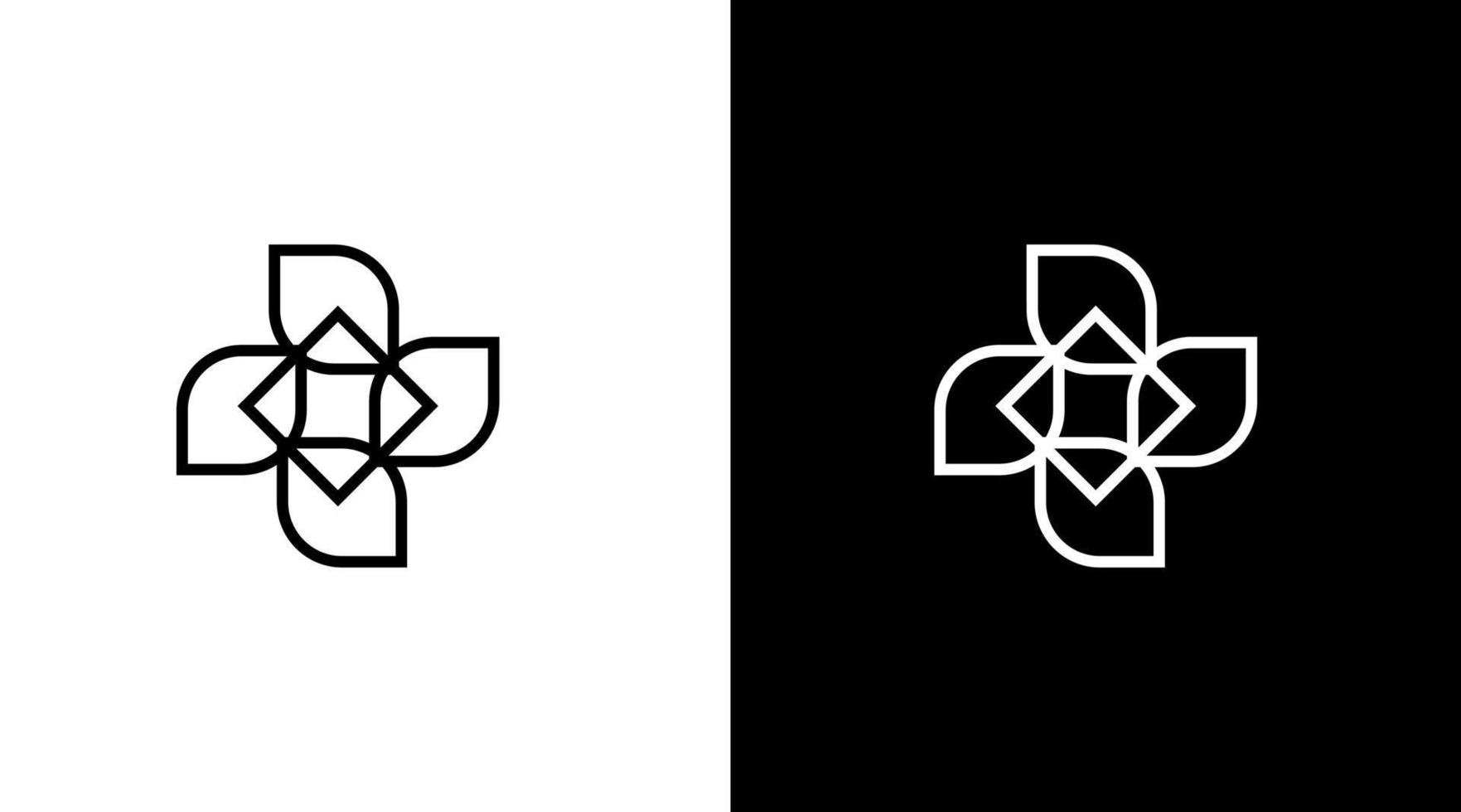 bloem diamant logo met bladeren luxe icoon illustratie vector stijl ontwerpen Sjablonen