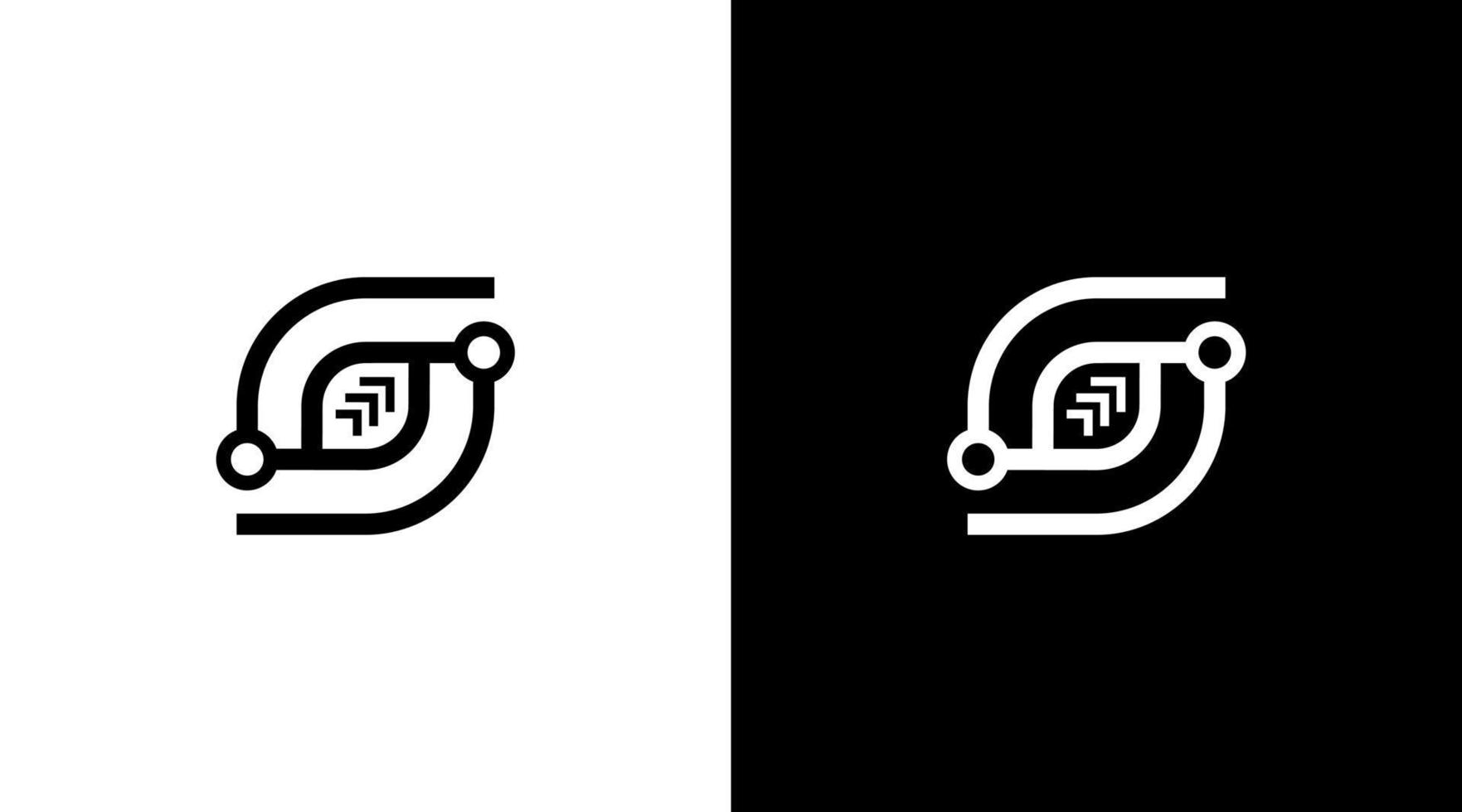 brief s logo en pijl vector technologie monogram zwart en wit icoon stijl ontwerp sjabloon
