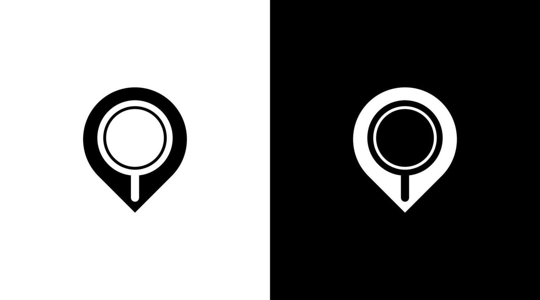 vinder logo plaats pin met vergrootglas GPS positie icoon illustratie stijl ontwerpen Sjablonen vector