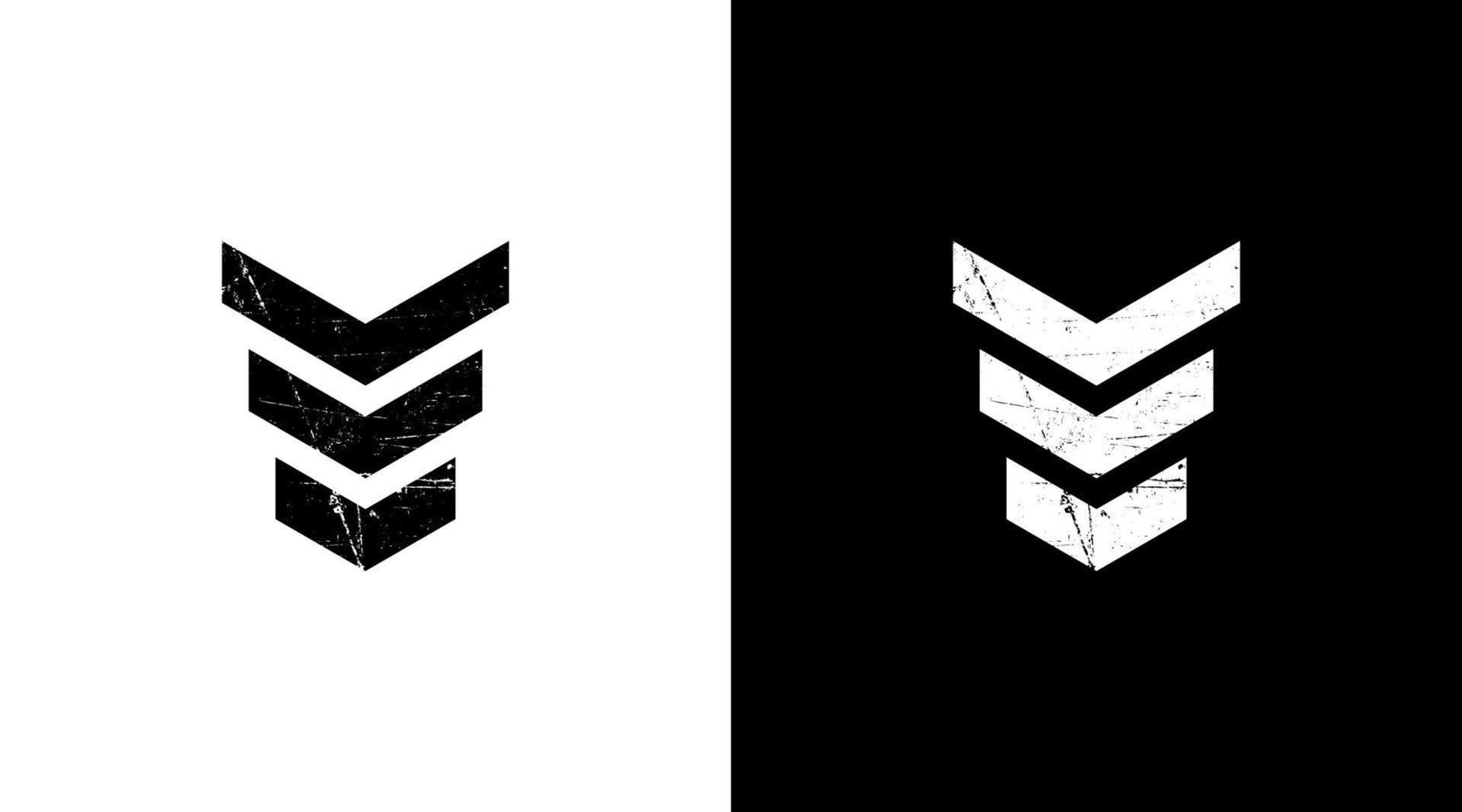 leger rang insigne logo grunge vector monogram zwart en wit icoon stijl ontwerp sjabloon