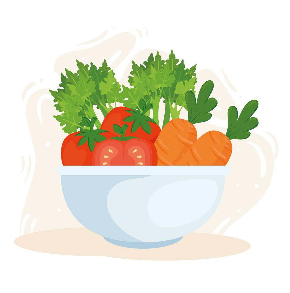 gezonde en verse groenten in een kom vector