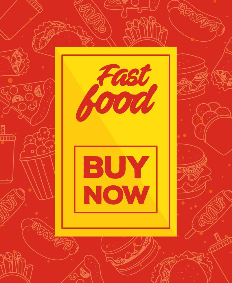 fastfood-poster met belettering nu kopen vector