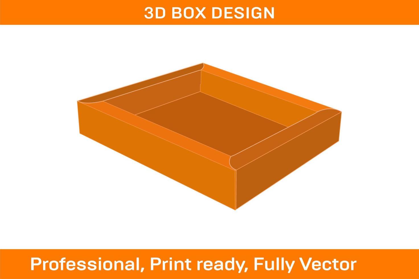 dubbele muur dienblad doos, dienbladen met deksel Hoes dieline sjabloon en 3d geven vector