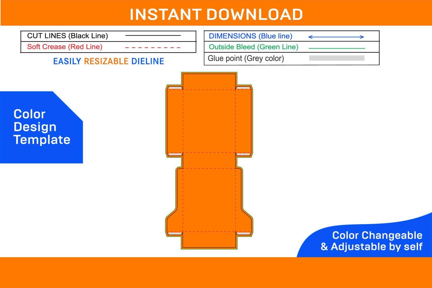 Op maat geschenk doos perfect dieline sjabloon en 3d vector het dossier kleur ontwerp sjabloon