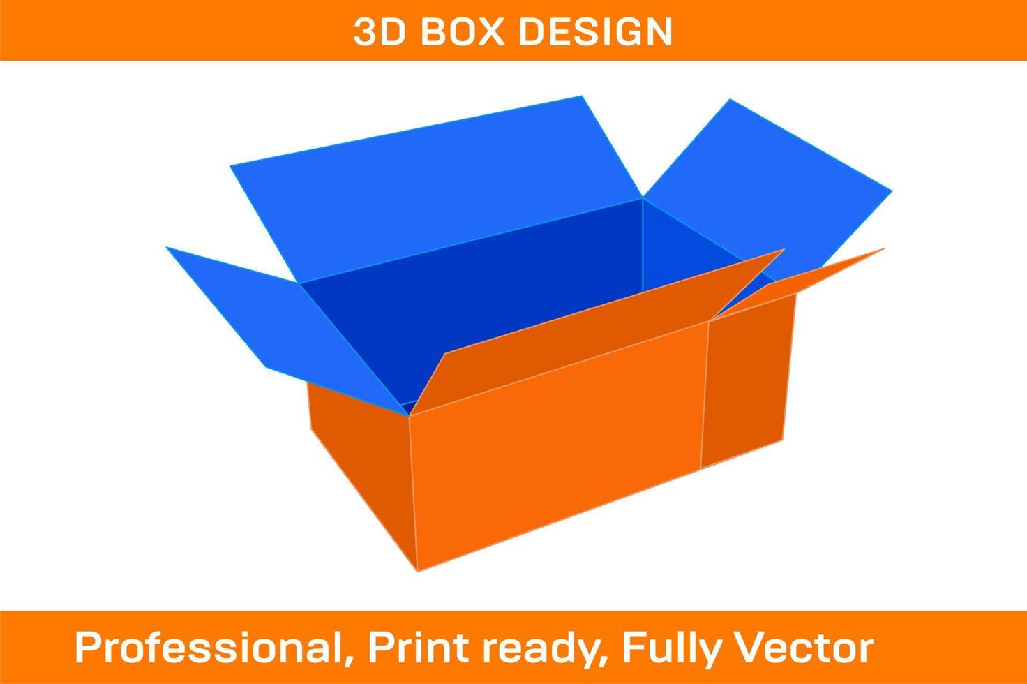 fefco230 karton doos met dieline tamplate en 3d vectoe het dossier vector