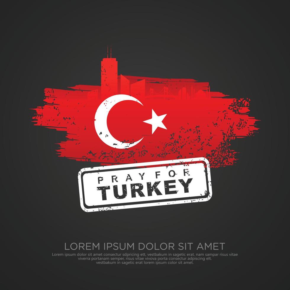 grunge stijl Turks vlag en kaart voor groet kaart vector