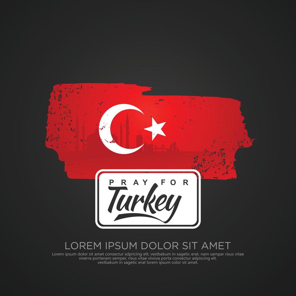 grunge stijl Turks vlag en kaart voor groet kaart vector