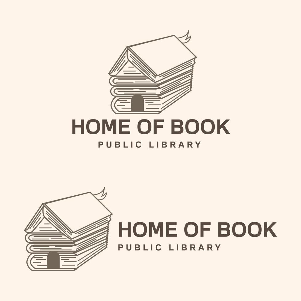 logo ontwerp met boek huis concept vector