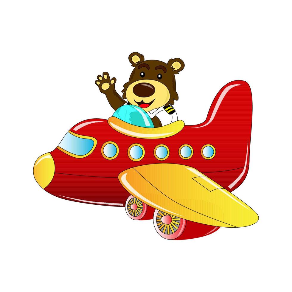 illustratie van beer Aan een vliegtuig, vector, eps10, bewerkbare vector