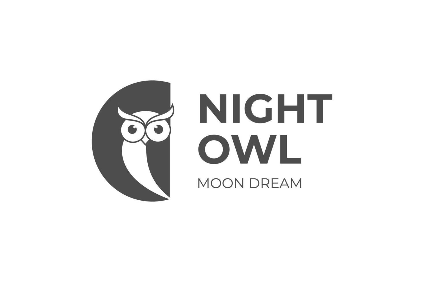 nacht uil logo ontwerp met maan ontwerp concept en creatief logo ontwerp vector