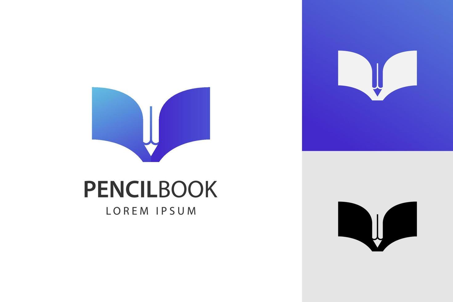 boek en potlood logo ontwerp modern stijl vector element symbool icoon ontwerp voor onderwijs school, schetsen boek logo ontwerp