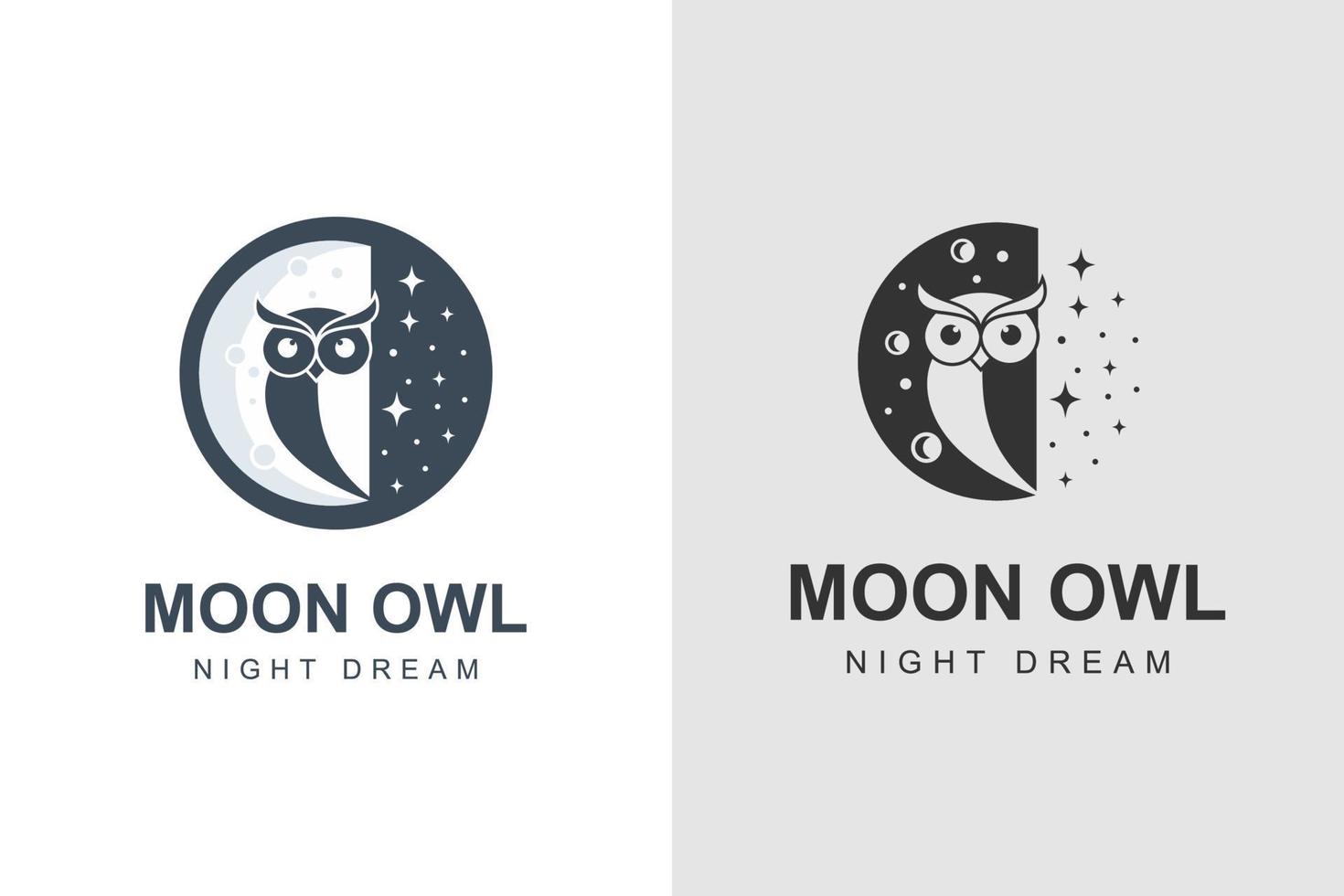 nacht uil logo ontwerp met maan ontwerp concept en creatief logo ontwerp vector