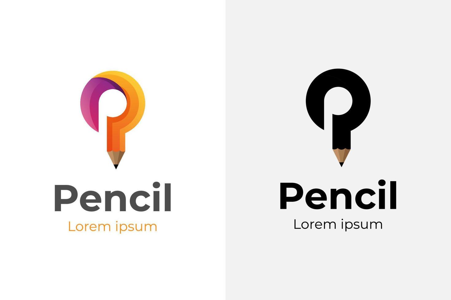 modern creatief potlood logo met eerste brief p logo icoon ontwerp voor onderwijs school- logo element vector