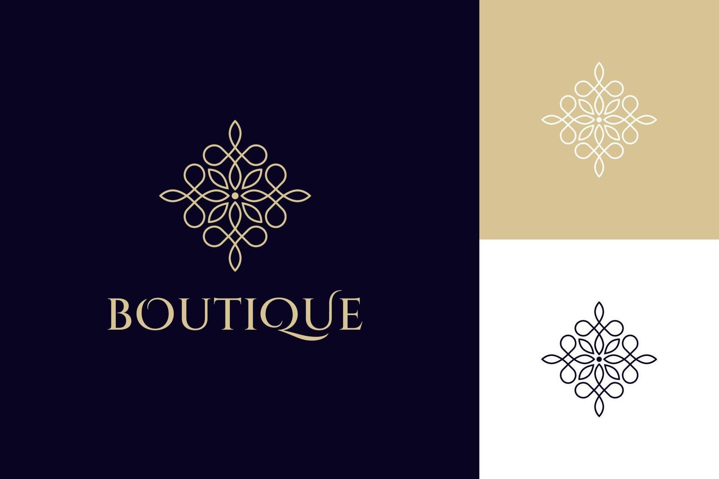 luxe en elegant bloem logo icoon ontwerp concept, gouden bloemen mandala logo element voor boetiek, schoonheid of spa salon schoonheidsmiddelen merk logo sjabloon vector