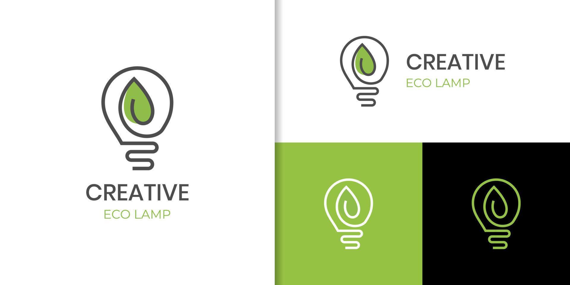 eco energie licht logo icoon ontwerp met gloeilamp en blad ontwerp concept voor zonne- energie, duurzame vector element