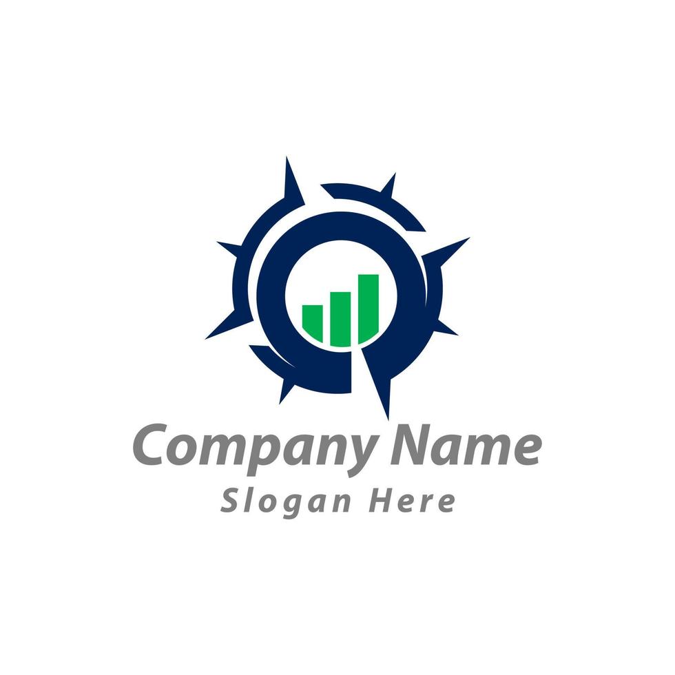 bedrijf groei grafisch logo ontwerp gemarkeerd, kompas financieel logo icoon vector. vector