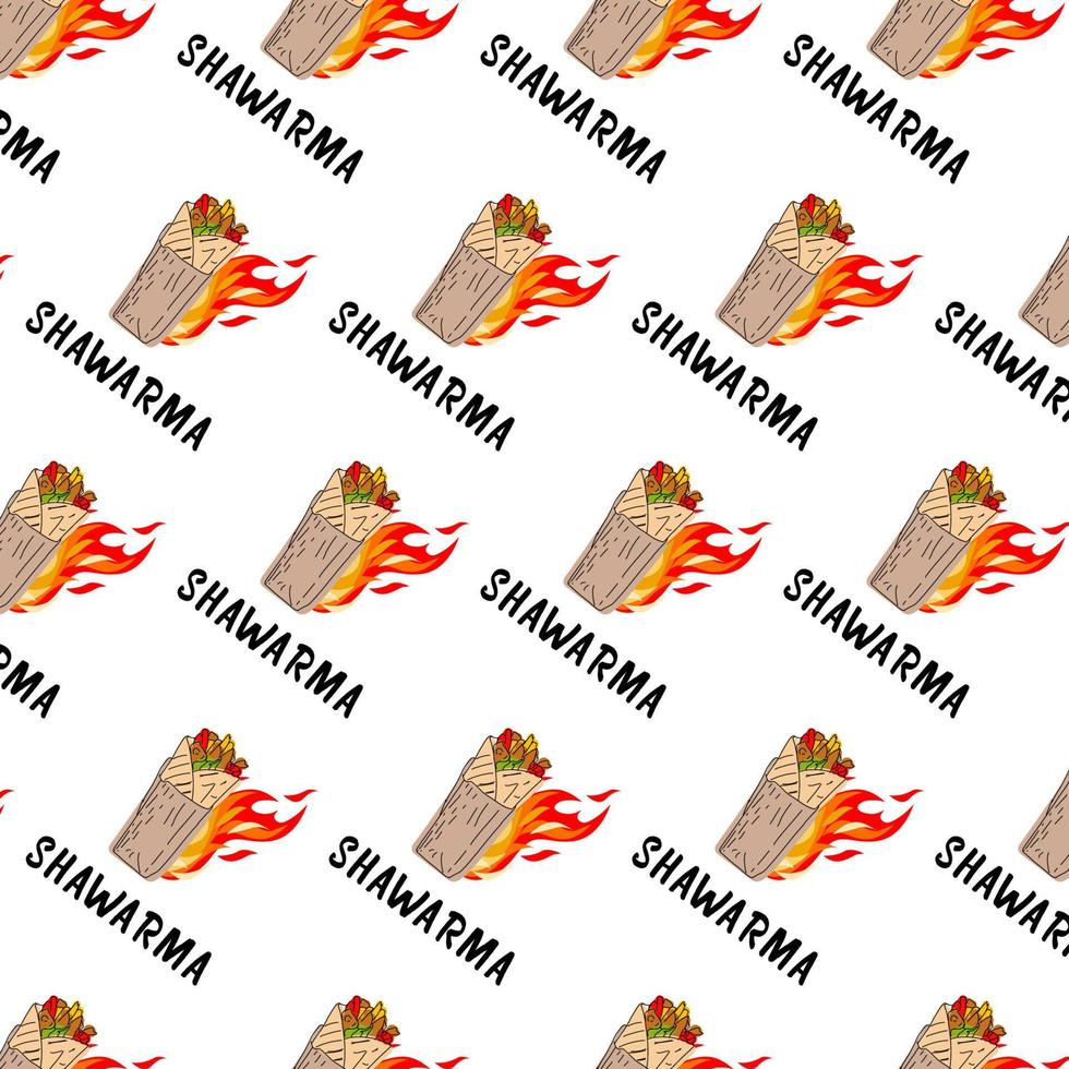 shoarma kebab logo patroon snel voedsel. naadloos patroon. vector