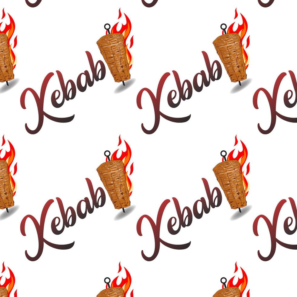 shoarma kebab logo patroon snel voedsel. naadloos patroon. vector