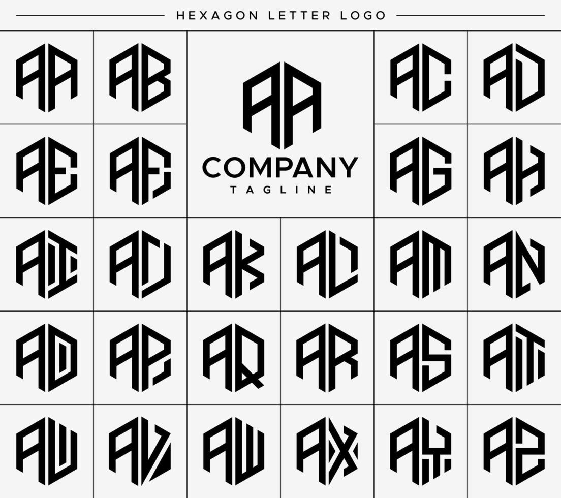 modern zeshoek een brief logo ontwerp vector set. zeshoekig aa een logo grafisch sjabloon.