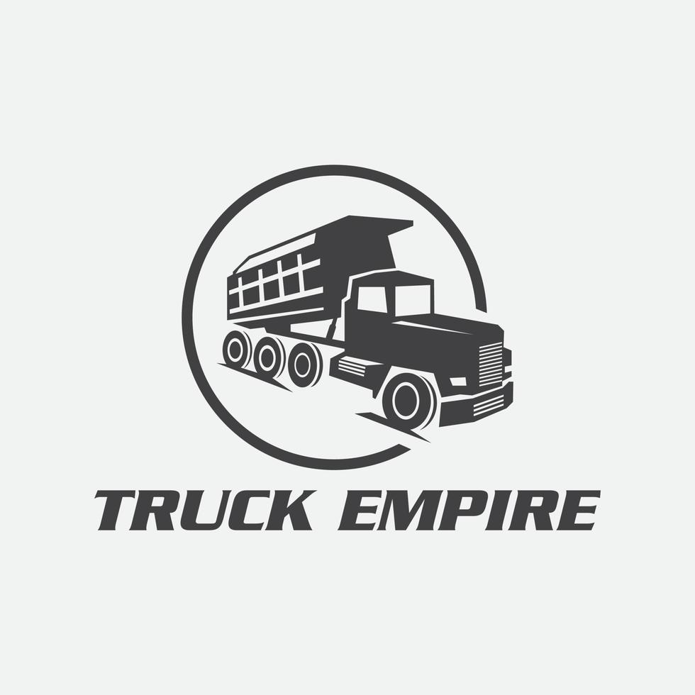 klassiek zwaar vrachtauto logo emblemen en insignes. vrachtauto met aanhangwagen en tip vrachtauto vector